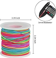 Vista 2 de Ohtomber Cordón elástico para pulsera, 2 rollos de cuerda elástica de arcoíris de 0.039 pulgadas para hacer pulseras, hilo para cuentas de arcilla