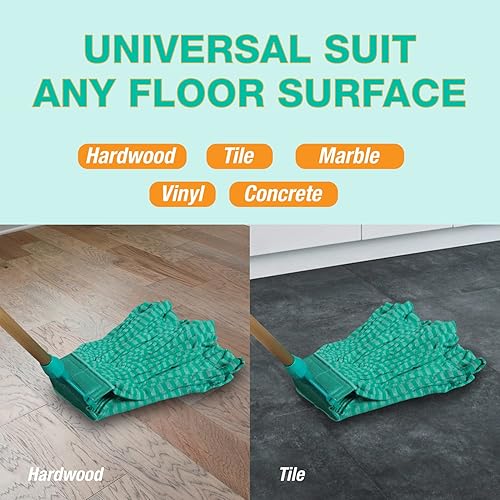 Miniatura 5 de DIRT RUSHER Paquete de 2 cabezales de microfibra de repuesto para trapeador húmedo comercial para limpieza de pisos, ultra absorbente, secado rápido