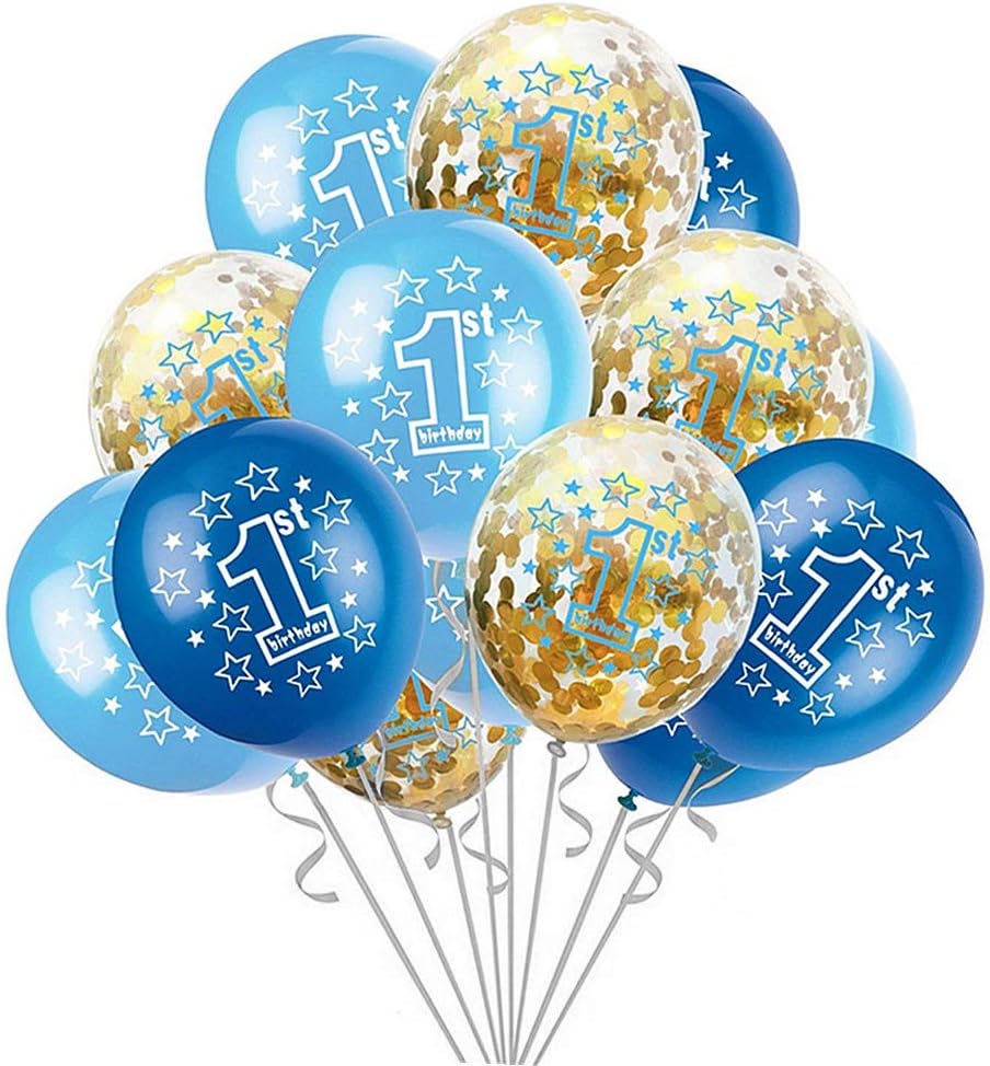 TRIXES 1st Birthday Balloons Pack Of 15 Baby Boy Party Decorations trixes-1st-birthday-balloons-pack-of-15-baby-boy-party-decorations