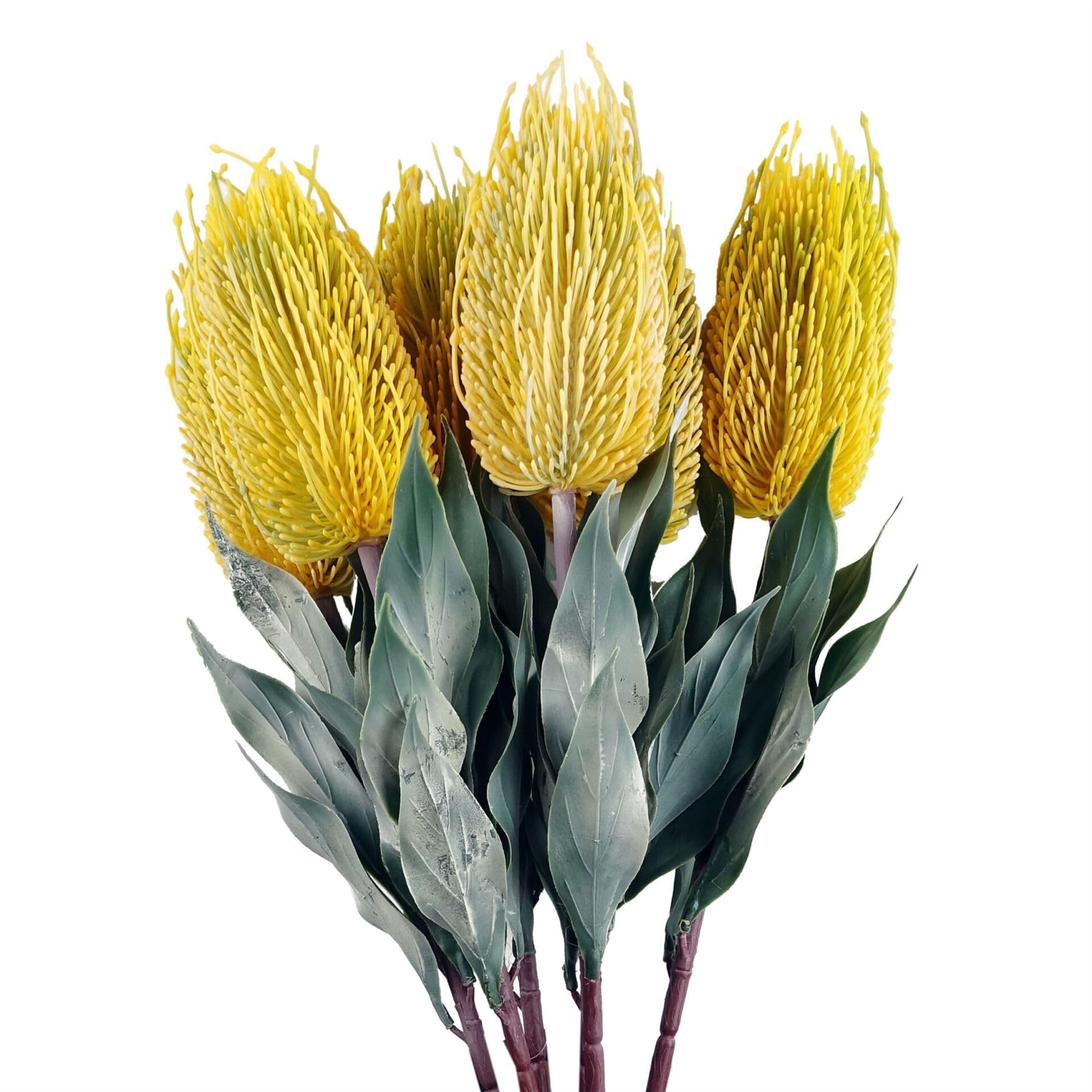 Artificial Banksia Menziesii Flower Stem - Yellow - 75cm - Pack of 6 - Plastic