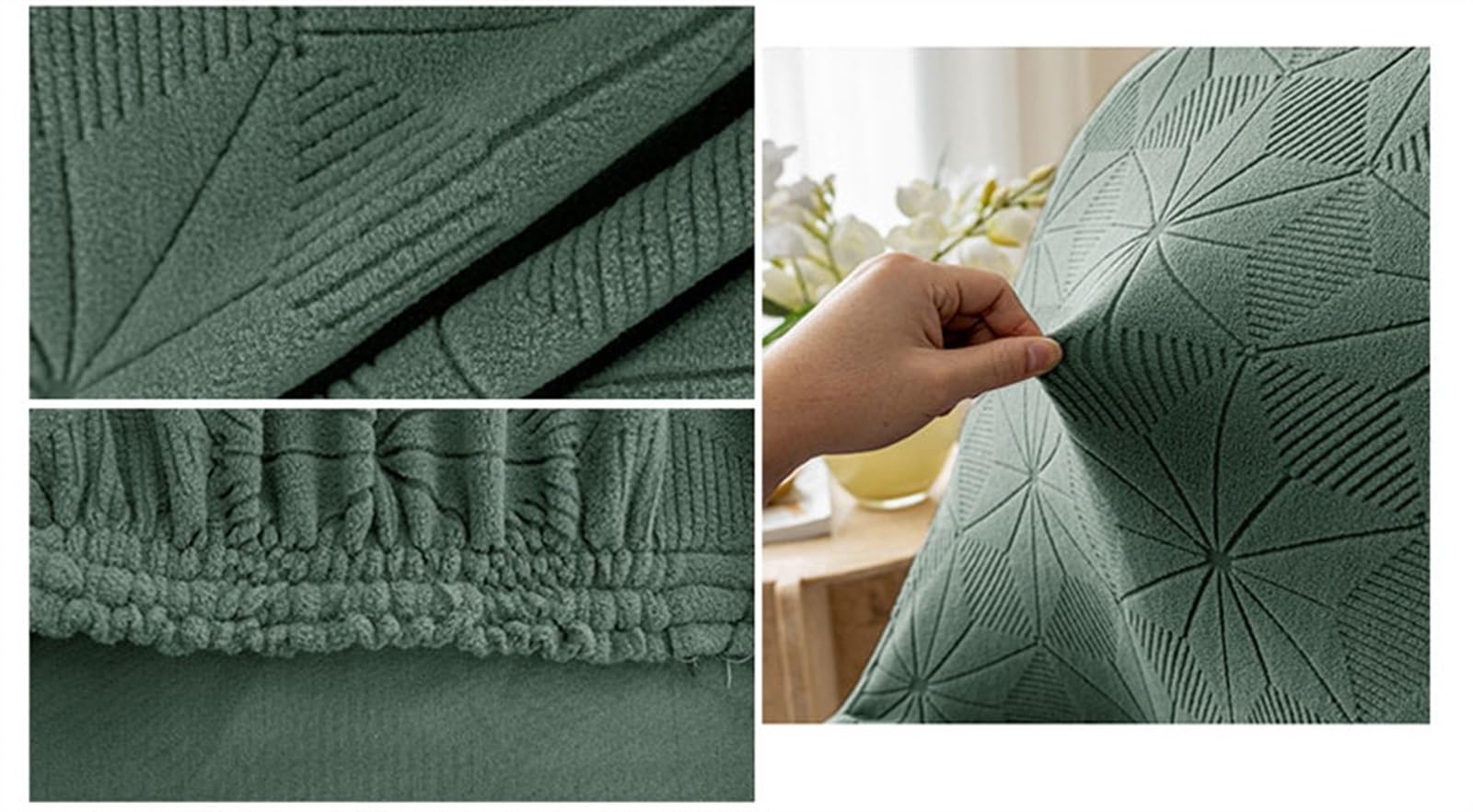Pokrowce na krzesła do jadalni, stylowe krzesło do jadalni z połowy wieku nowoczesne nakrycie na krzesło, tapicerowane żakardowe pokrowce na krzesła boczne (Color : Green, Size : 2)