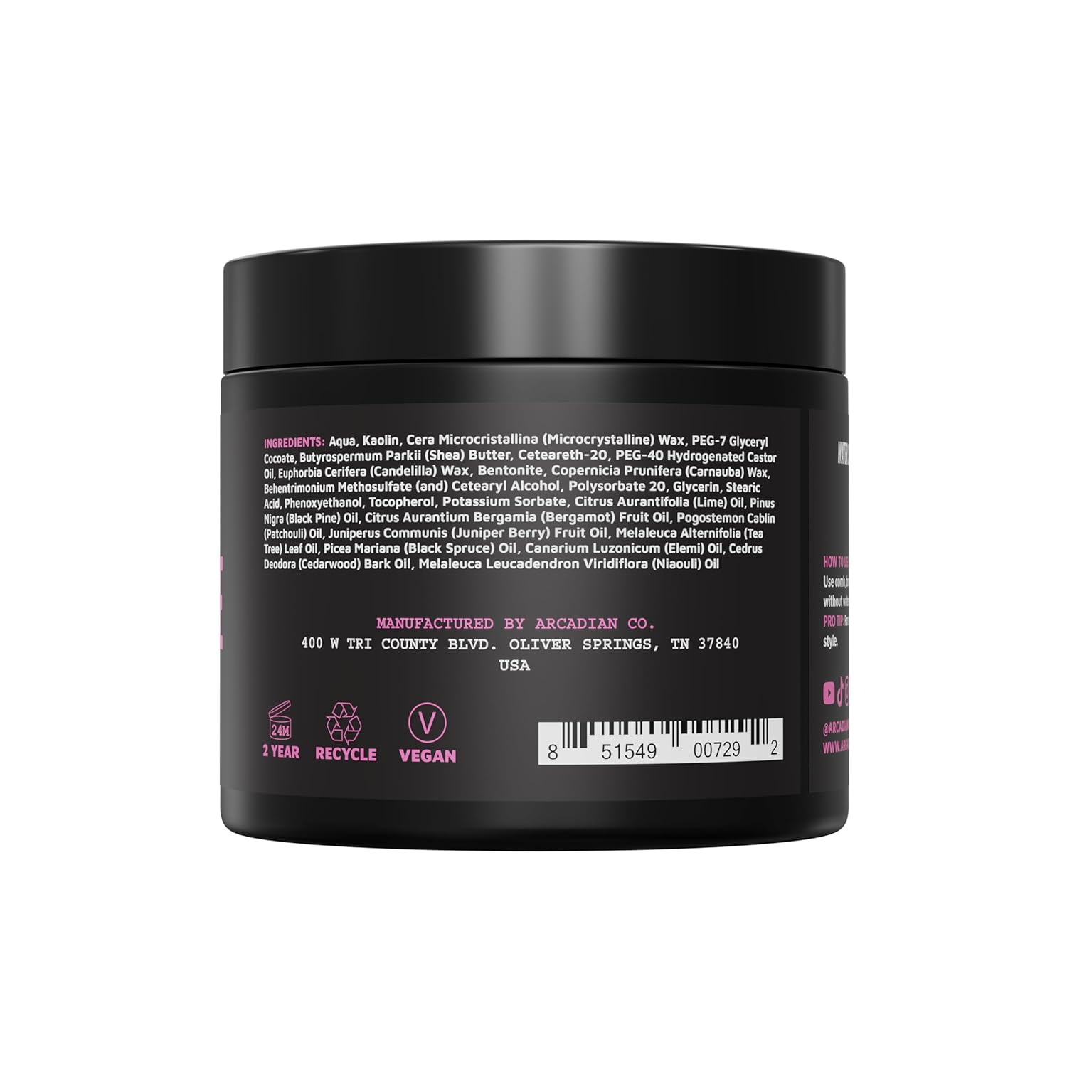Arcadian Grooming Matte Paste Hair Clay for Men Styling – Vegan Matte Finish, Strong High Hold, 4oz
