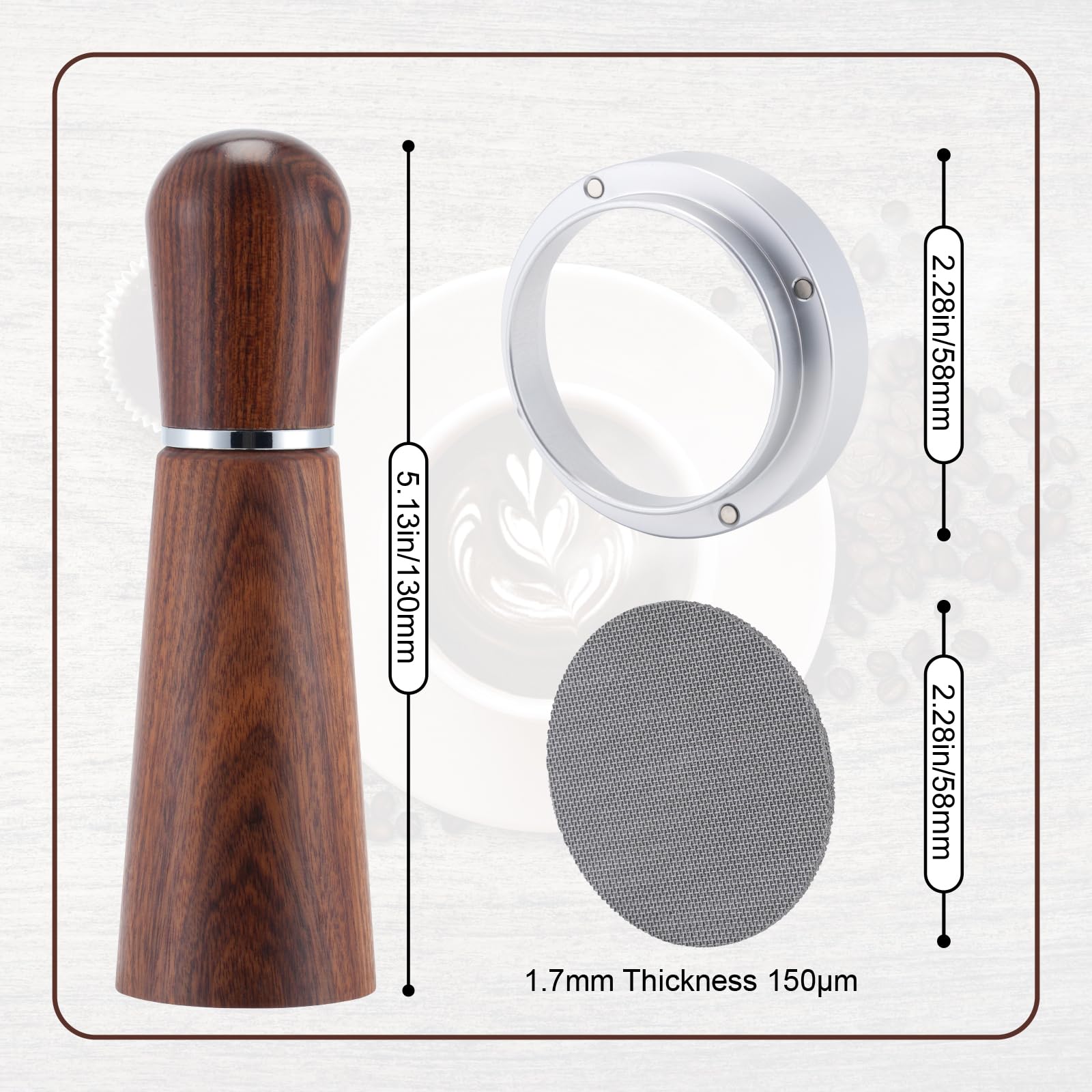 Kit Accessoires Espresso 53,5 Mm – Outil WDT 8 Aiguilles, Entonnoir Magnétique, Tamis – Pour Porte-filtre 53,5 Mm – Améliore L'extraction Et La Propreté