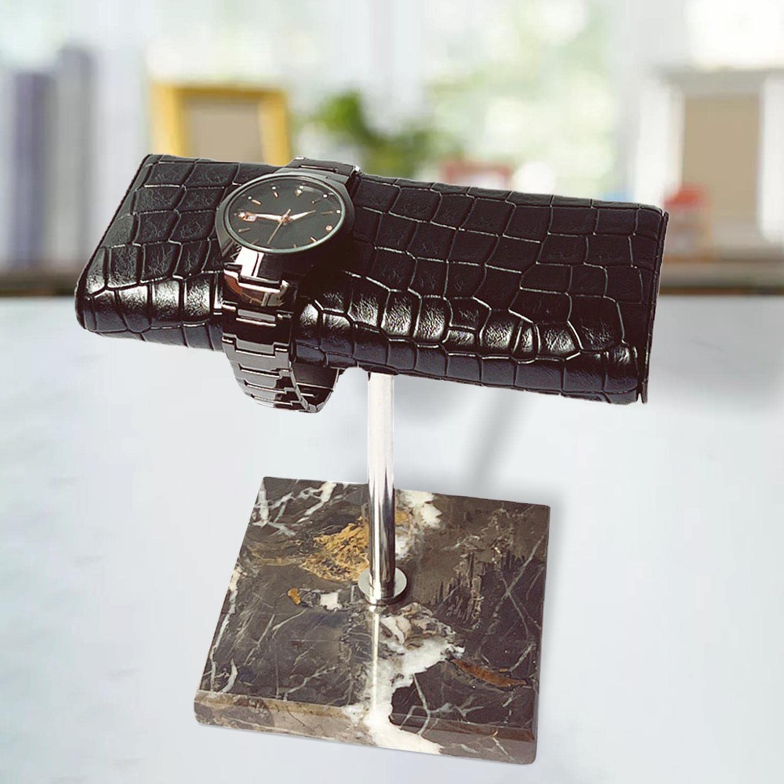 Watch Stand Espositore Porta Orologi Supporto Gioielli Organizzatore Bracciali Base Marmo PU Metallo Funzionale Adatto per Camera da Letto Scrivania R, Modello Coccodrillo