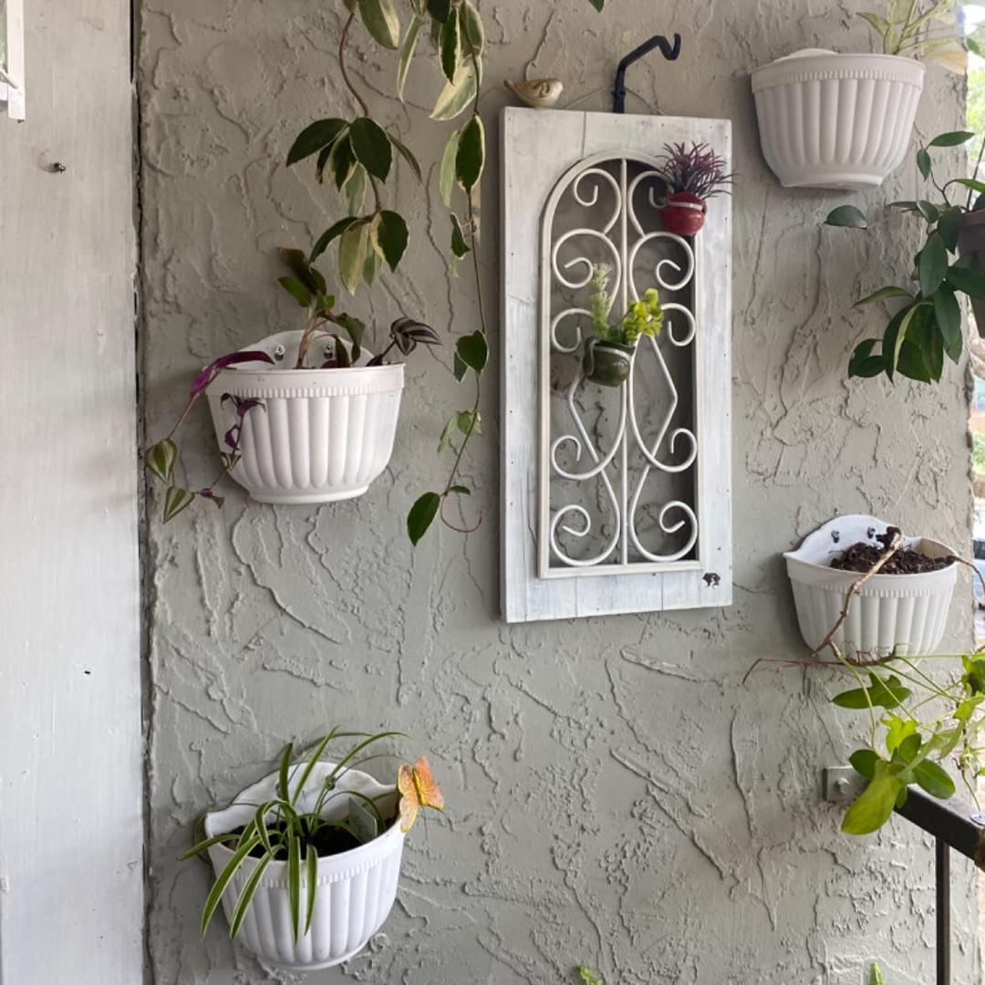 3-Pack Self-Watering Wall Planter Pots With Brackets - 6.3 Inch Hanging Planters For Indoor/Outdoor Use (Black)