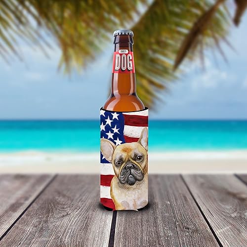 Miniatura 3 de Caroline's Treasures BB9688TBC Bulldog Francés Patriótico Tall Boy Hugger Can Cooler Sleeve Hugger - Funda lavable a máquina para bebidas con