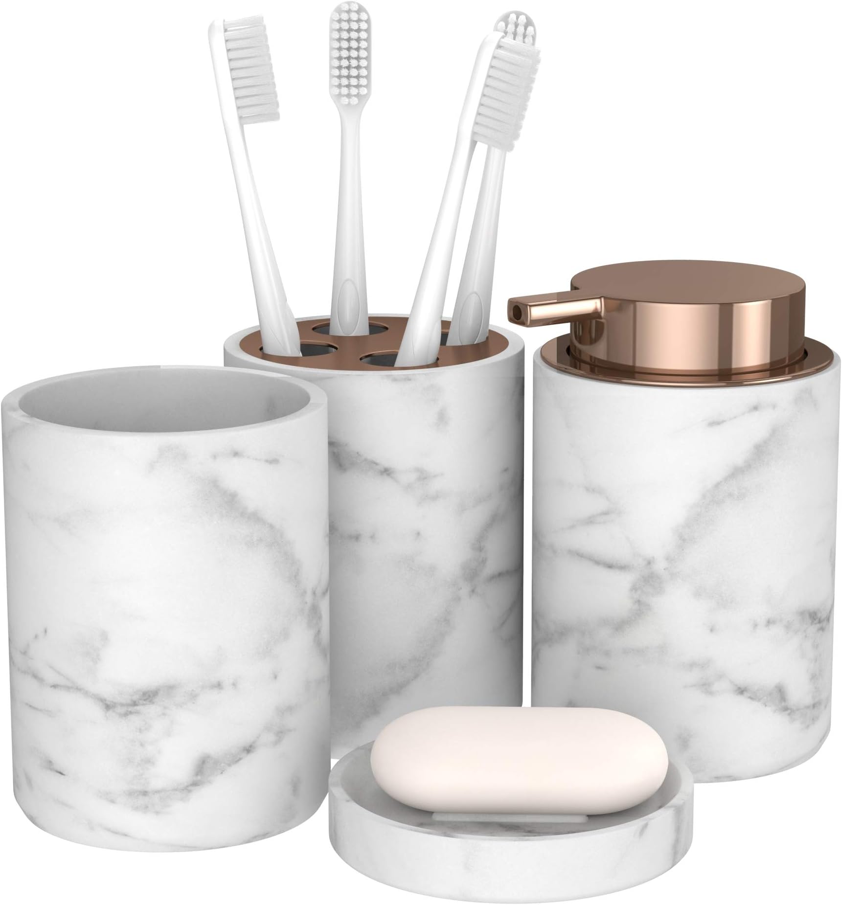 WHOLE HOUSEWARES Set Accessori per Bagno in Mosaico Vetro - Distributore Sapone, Vassoio Per