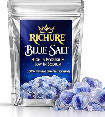 Ancient Blue Salt   100g Rare Mineral Treasure | High Potassium, Lower Sodium, Pure & Unprocessed | Gourmet-Grade by Richure 3.52 oz GMO Free