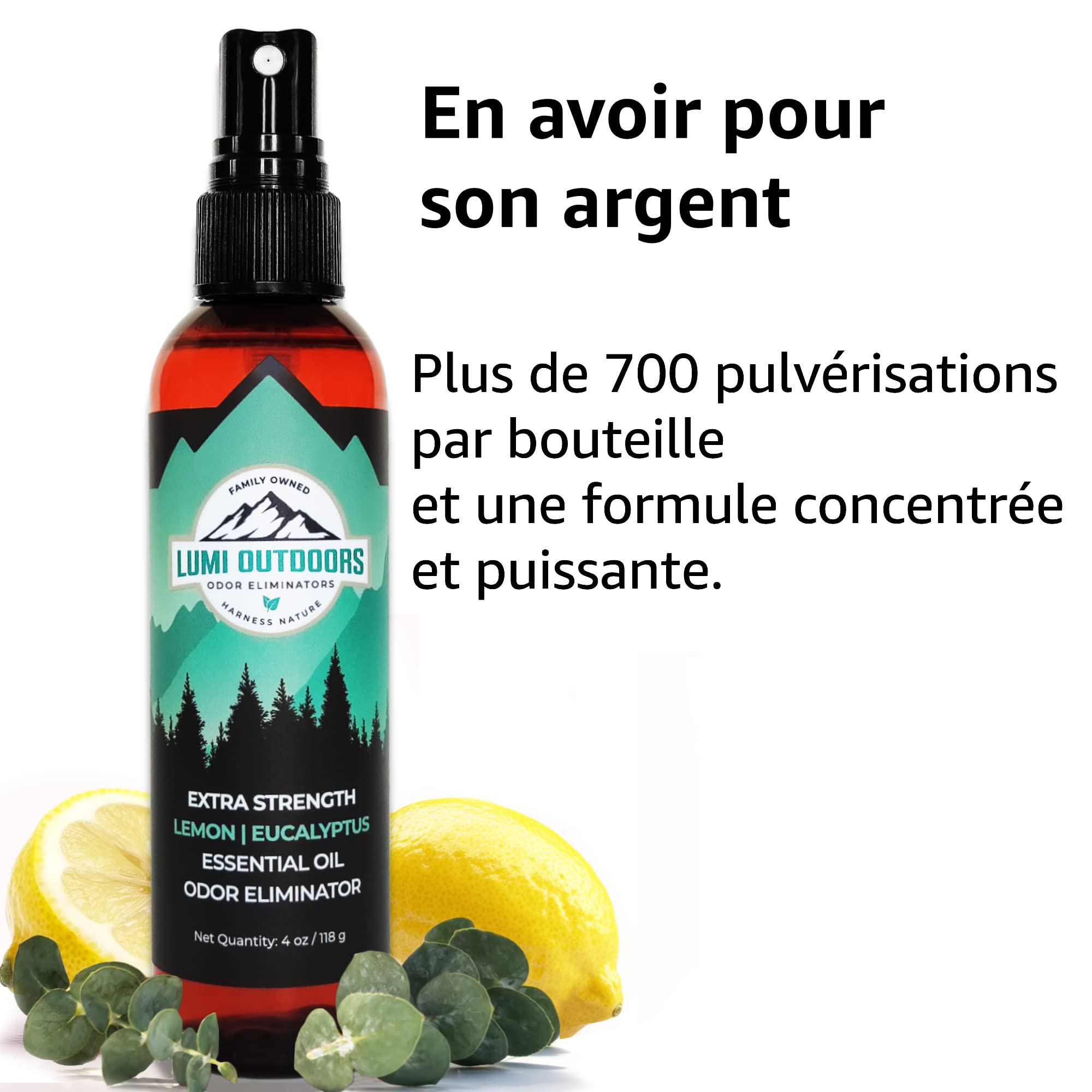 Vaporisateur Désodorisant Chaussures Anti-Odeurs - Spray Désodorisant Naturel - Éliminateur d'Odeurs pour les Pieds - Extra Fort - Eucalyptus Lemongrass - Lumi Outdoors - 4