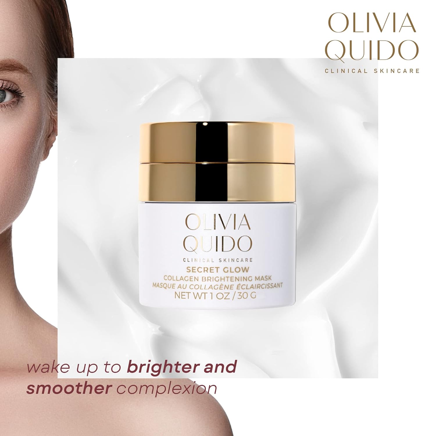 OLIVIA QUIDO Clinical Skin Care Secret Glow |Anti-Aging Collagen White Mask | Brightening Night Cream for Face and Neck| Intense Brightening Glutathione Formula Smoothens For Dewy & Glowing Complexion