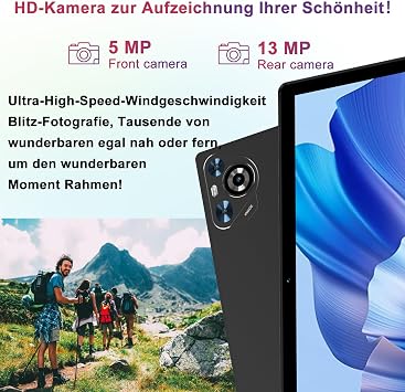 Tablet 11 Inch Tablet Android 14 24 GB RAM + 256GB ROM (1TB TF) 8000 mAh Tablets 5G WiFi/Octa Core 2.0Ghz/Widevine L1/Face ID/Bluetooth 5.0/5MP+13MP/Tablet with Case - Black