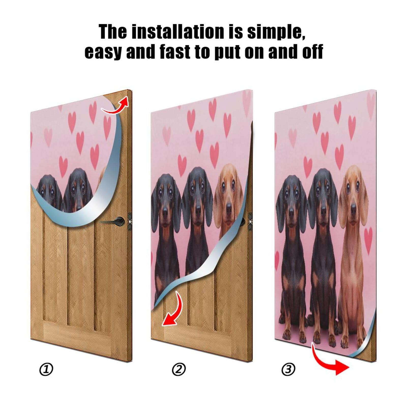 FLildon Three Friendly Dogs Door Cover Decoration, Party Accessory Porch Decor for Festive Ornament Room Door Covers 36 x 98 Inch