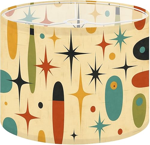 Pantalla de lámpara retro abstracta moderna geométrica colorida vintage de los años 50 y 60 s para lámparas de mesa, lámparas de pie, lámpara