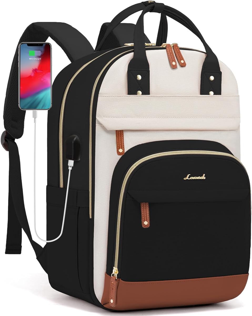 LOVEVOOK Laptop Backpack Women,Large Capacity 15.6 inch Laptop Bag Travel Backpack for Women,Computer Work College Teacher Backpacks with USB Port,Waterproof Personal Item Backpack Casual Daypack : Electronics