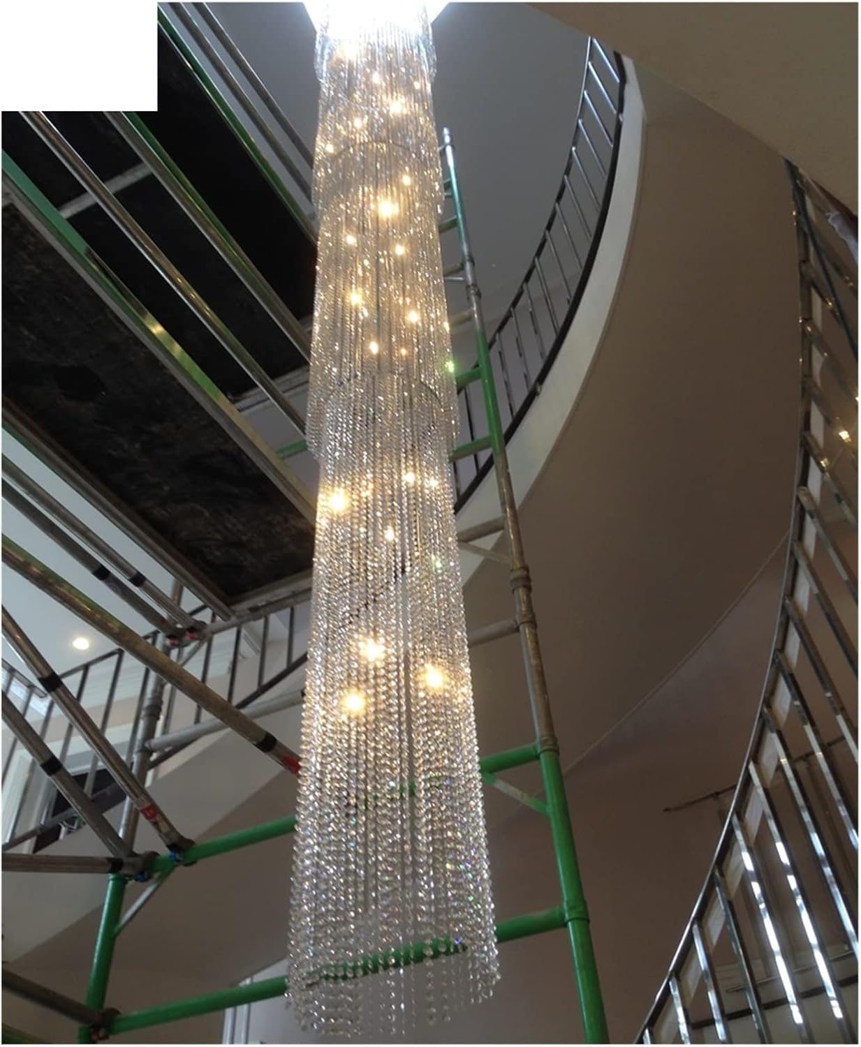 Wallps,Ceililight Crystal Staircase Large Big Crystal Bead Led Crystal Chains Hangilight Home Lighting/Warm White/D55Cmh600Cm
