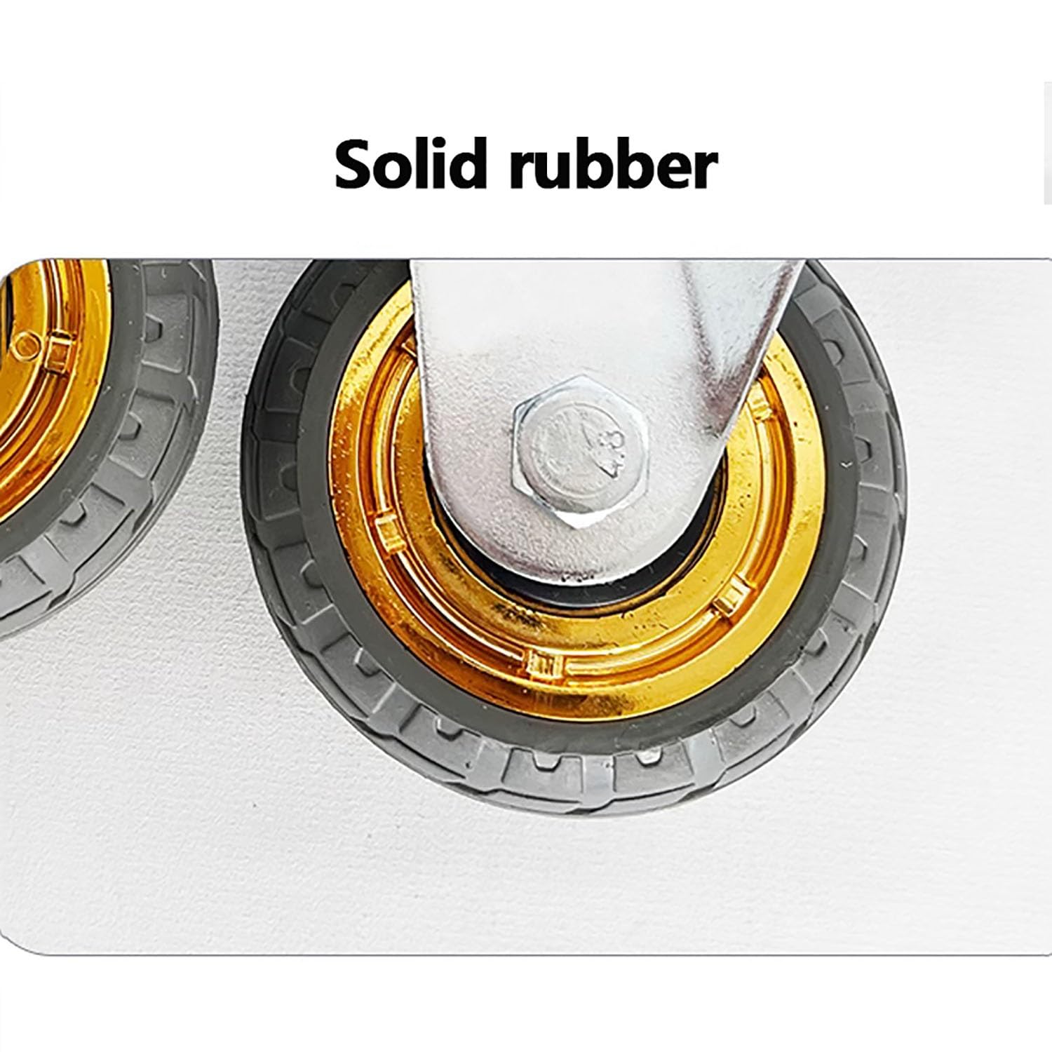 75/100/125mm Rotelle Girevoli con Perno Filettato M12, Ruota Girevole Silenziosa in Gomma Piena con Freno, Ruote per mobili, portante 70kg Set di 4(Swivel,3inch)