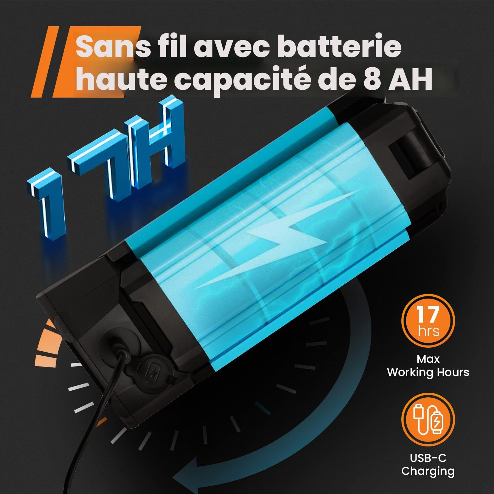 Projecteur de Chantier LED avec trépied, Lampe de Travail/Lampe de Travail sans Fil GoGonova avec Batterie 8000mAh, 700/1200/2200 lumens, 4000/6500 K, trépied télescopique 170cm et Sac de Transport