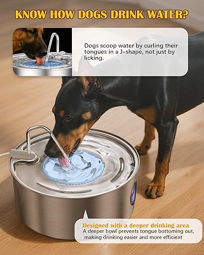 Miniatura 6 de Dog Water Fountain for Large Dogs- 270oz8L Stainless Steel Dog Water Bowl Dispenser Automatic Pet Water Fountain with Ultra-Quiet PumpQuadruple