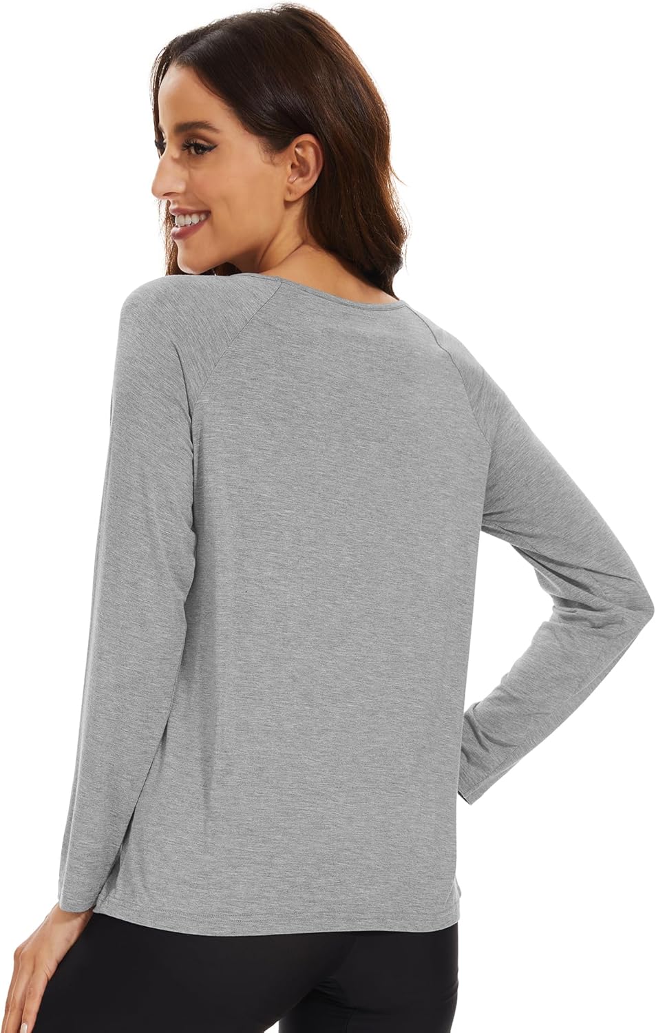 WiWi Women's Viscose from Bamboo Pajama Tops Soft Basic Sleep Shirt Loose Long Sleeves T-Shirt Loungewear S-XXL - Image 4