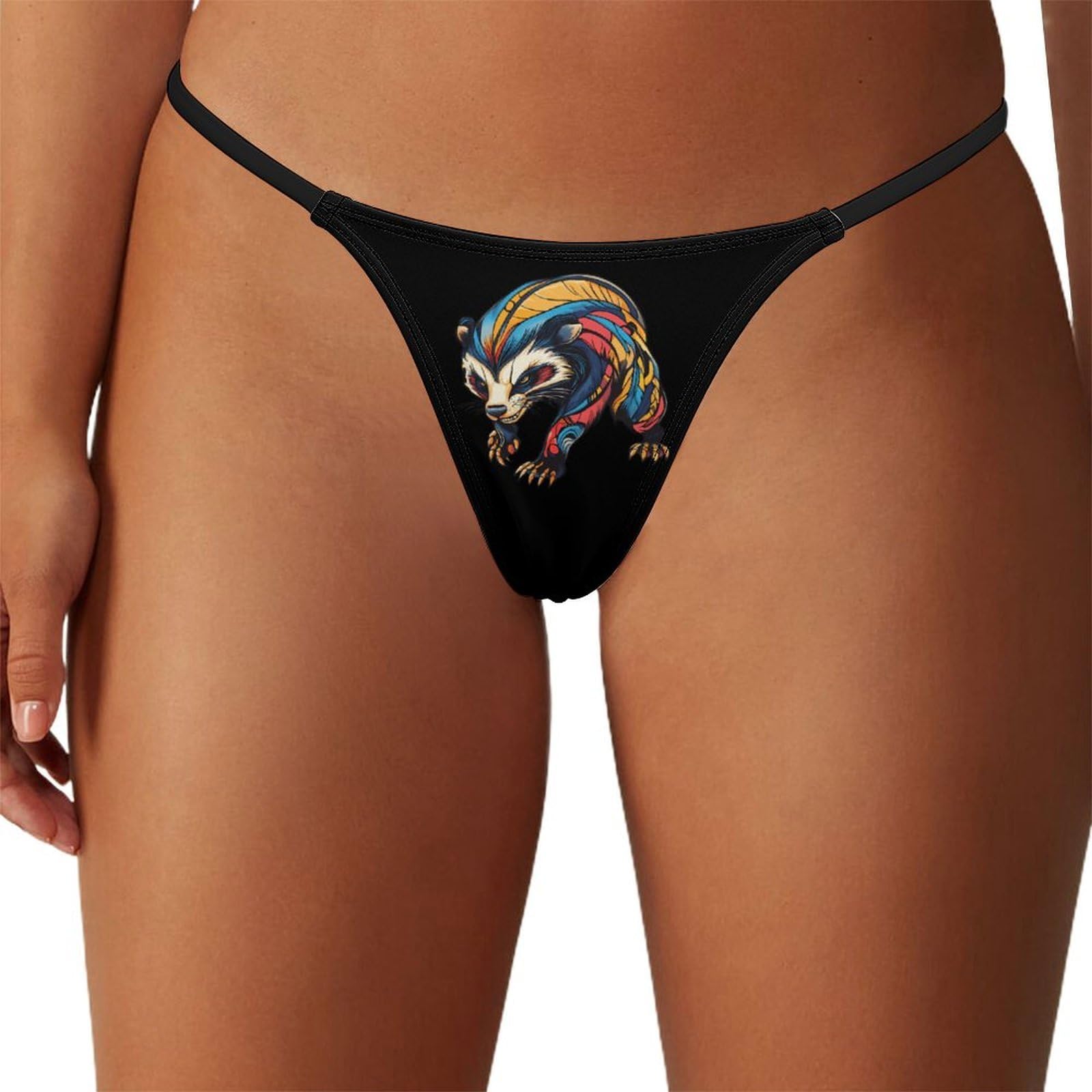 Oudrspo Colorful Aggressive Badger Women's G-String Thongs Underwear T-back Low Rise Panties