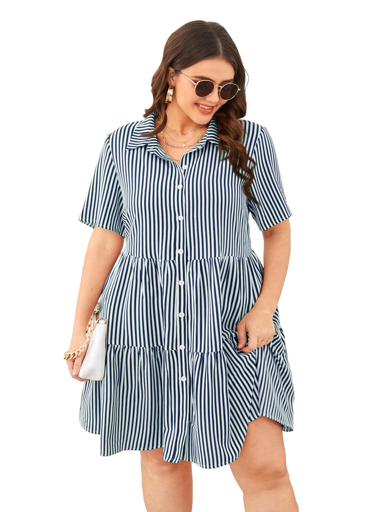 Women's Plus Size Short Sleeve Striped Dress | Maternity | Maxi Dresses for Women Western Dresses for Women