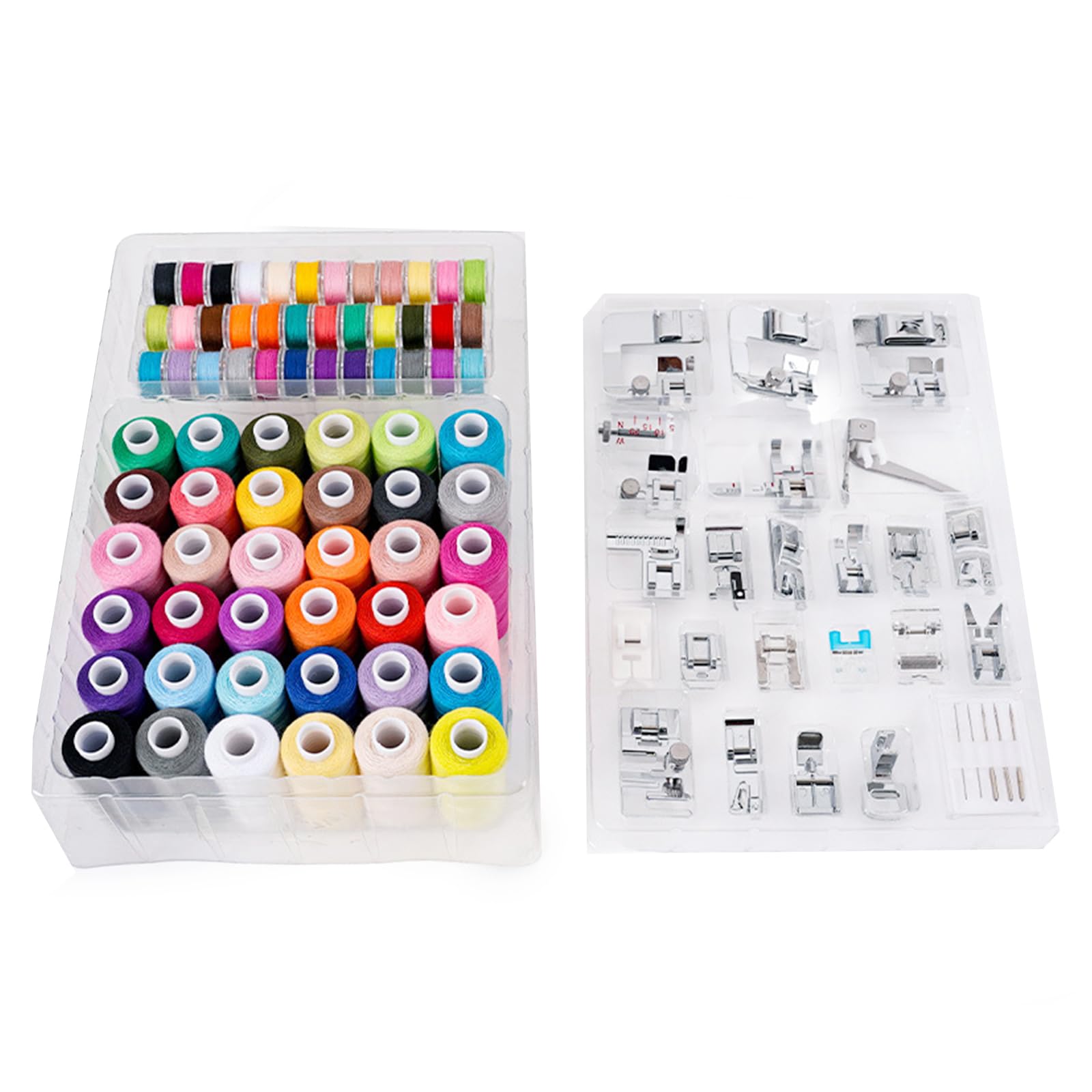 Tsophreniq 72 Spools of Multicolored Sewing Thread 27 Size Machine Presser Foot Prewound Bobbin Thread for Foot