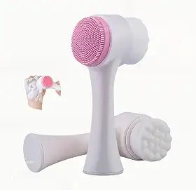 Escova de Limpeza Facial Manual 2 em 1 Massageador de Silicone Skincare Unissex Adequada para Uso Diário Limpeza Profunda Qualidade Premium Cores variadas