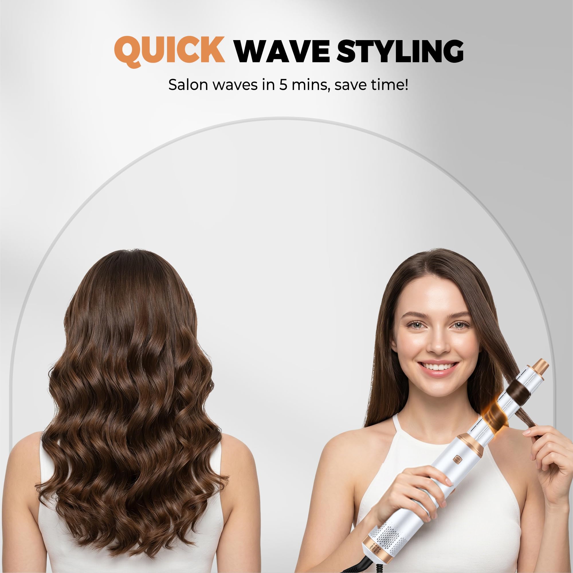 OKWRAP Air Styler Asciugacapelli 5 in 1 Hairstyler Spazzola ad Aria Calda | Multistyler 5 in 1 con Asciugacapelli, Arricciacapelli Automatico, Piastra per Capelli, Ideale Per Capelli Lisci, Boccoli