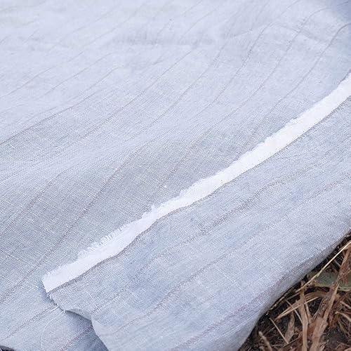 Miniatura 4 de Tela de lino 100% puro a rayas grises Dobby  Transpirable y suave  Perfecto para decoración del hogar y ropa