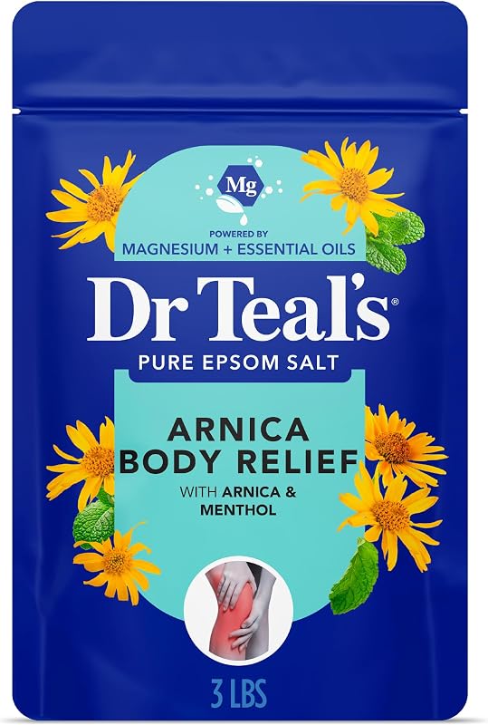Arnica Body Relief Epsom Salt Magnesio Soak con mentol y aceites esenciales, recuperación muscular, 3 libras