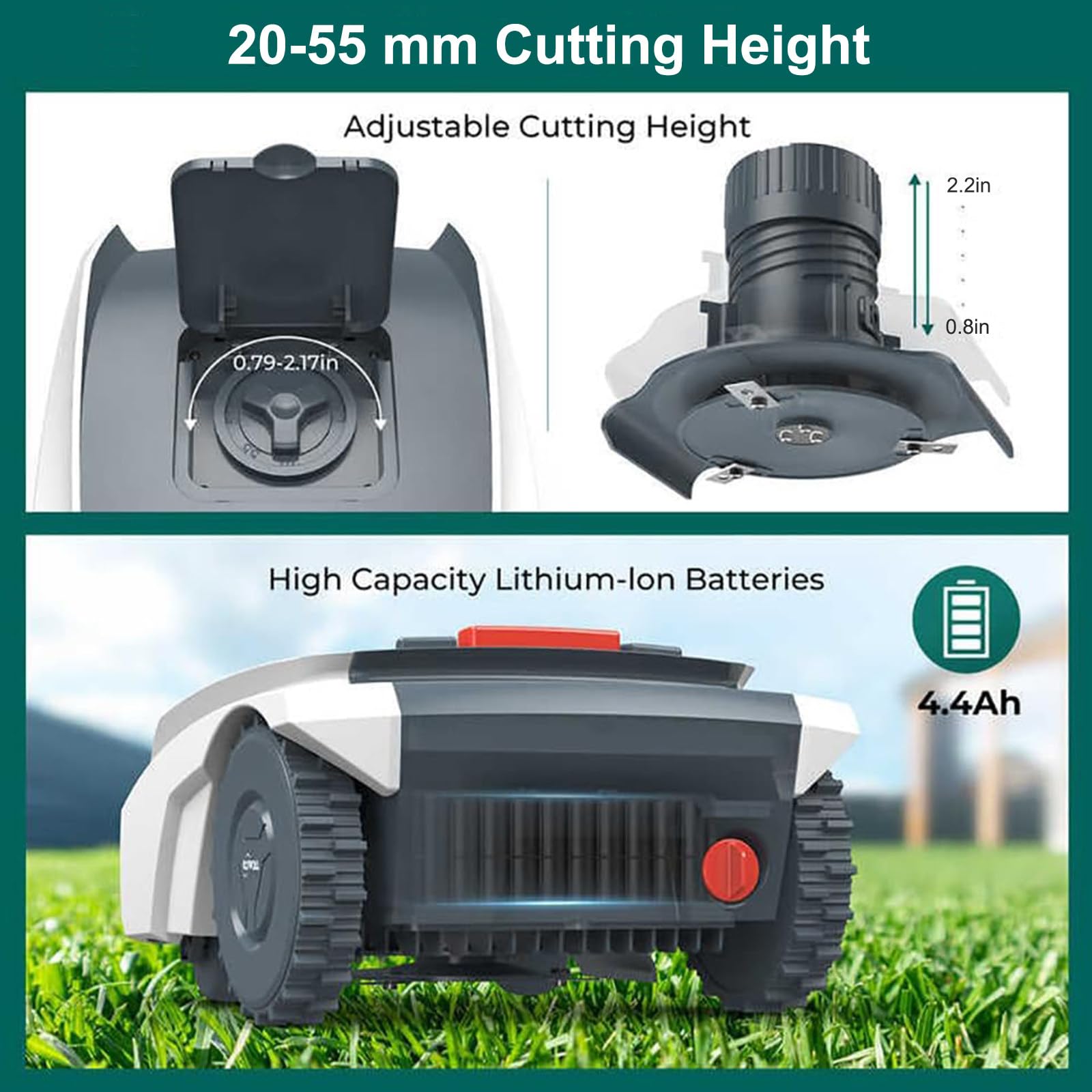 Robot Cortacésped Automático con Cable Delimitador, para Jardines de hasta 1500m², Cortacésped Robótico Autocargable con Navegación GPS