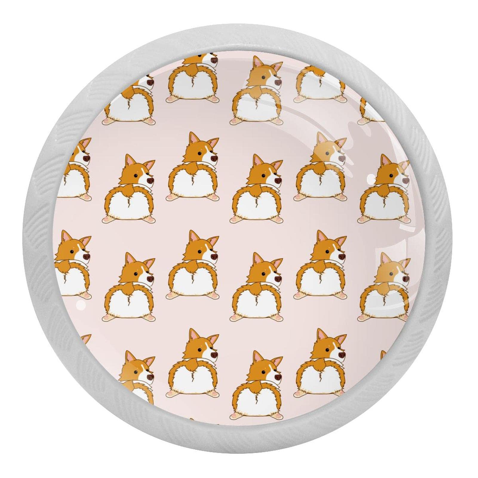 Boutons de placard de cuisine en verre translucide et phosphorescent au design mignon Corgi