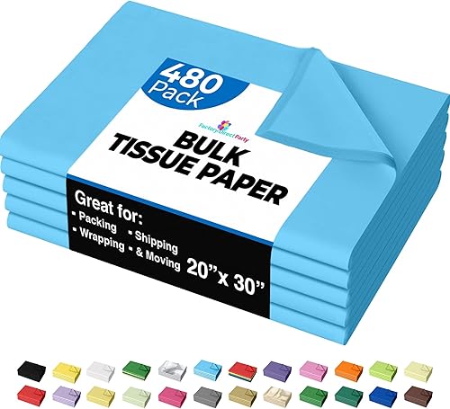 Miniatura 89 de Party Solids Papel de seda blanco para bolsas de regalo, papel de seda a granel de 15 x 20 pulgadas, 480 hojas, papel de periódico de 10 libras