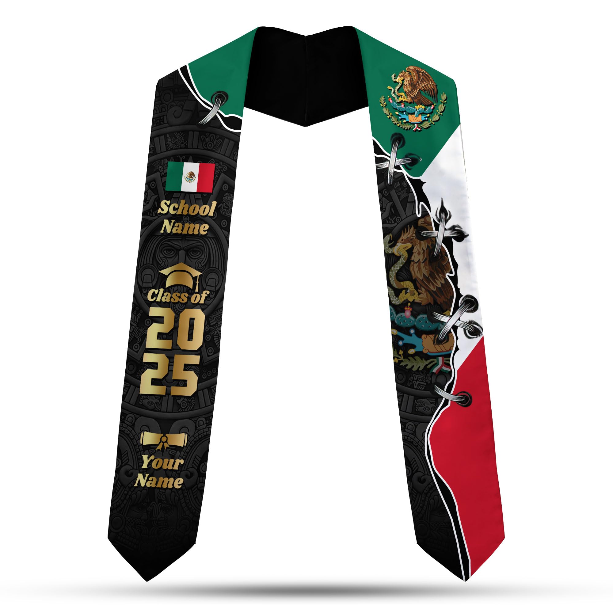 MonkeyVan Custom Mexican Graduation Sash Mexico Graduation Stole 2025 Mexican American Flag Graduation Sash Mexican Graduation M50
