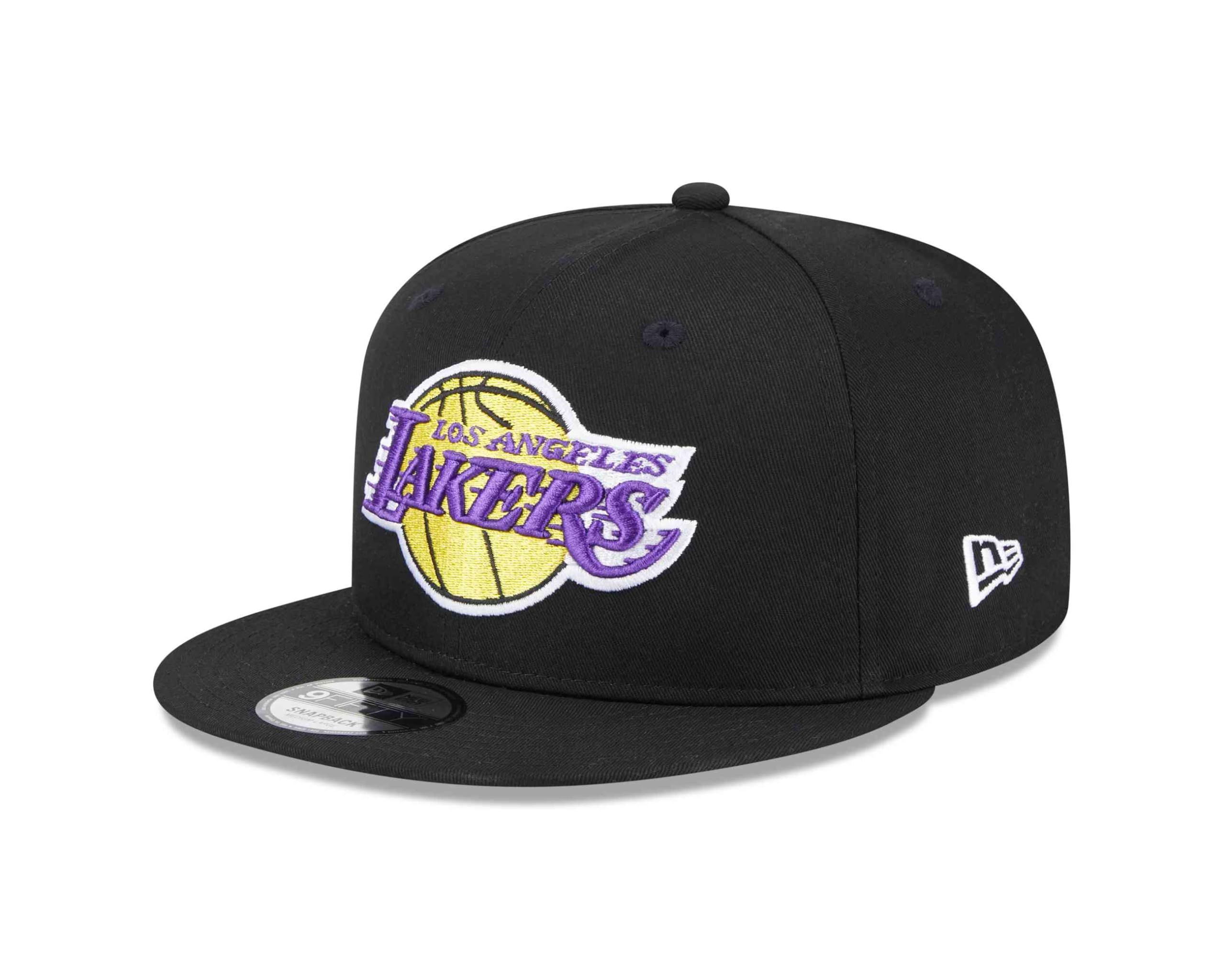 New Era Men's Black 9Fifty L.a. Lakers Snapback Cap - Nba Metallic Arch - S-M