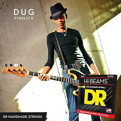 Miniatura 5 de DR Strings HI-BEAMS - Cuerdas para bajo de acero inoxidable de 4 cuerdas, 45-105, núcleo redondo