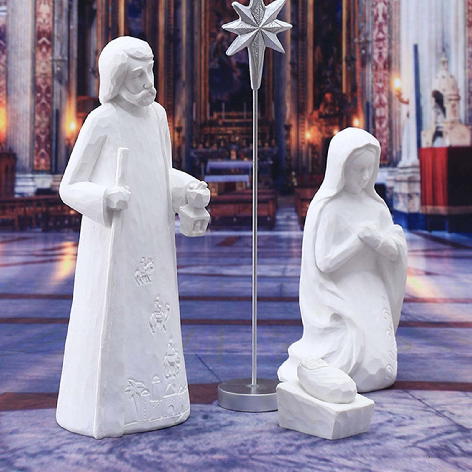 Ensemble de figurines de crèche de Noël – Crèche de Noël élégante blanche pour la , les amis, les collègues, Noël, anniversaire | pour la , les , les collègues, Noël, anniversaire