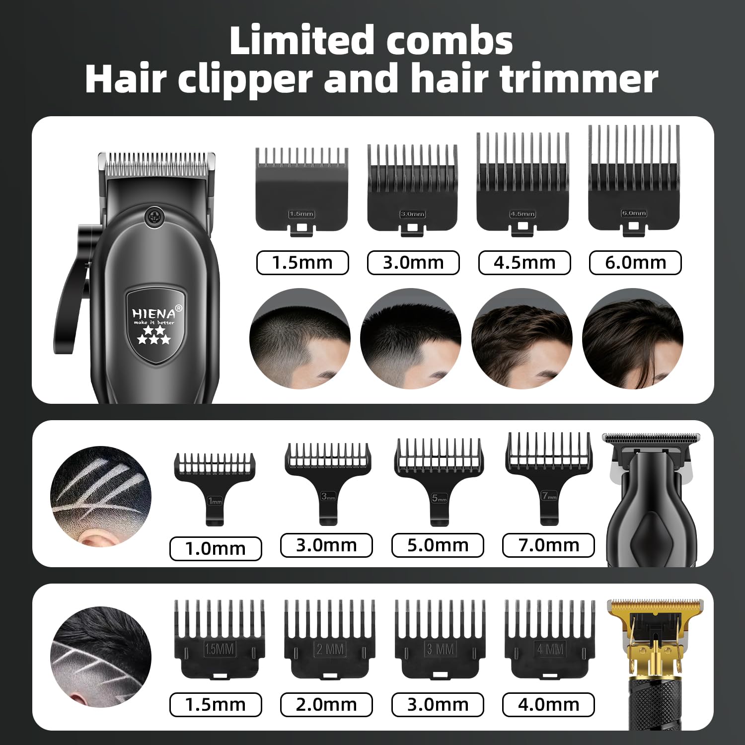 Cordless Hair Clippers for Men, Hair/Beard Trimmer Hair Cutting Kit