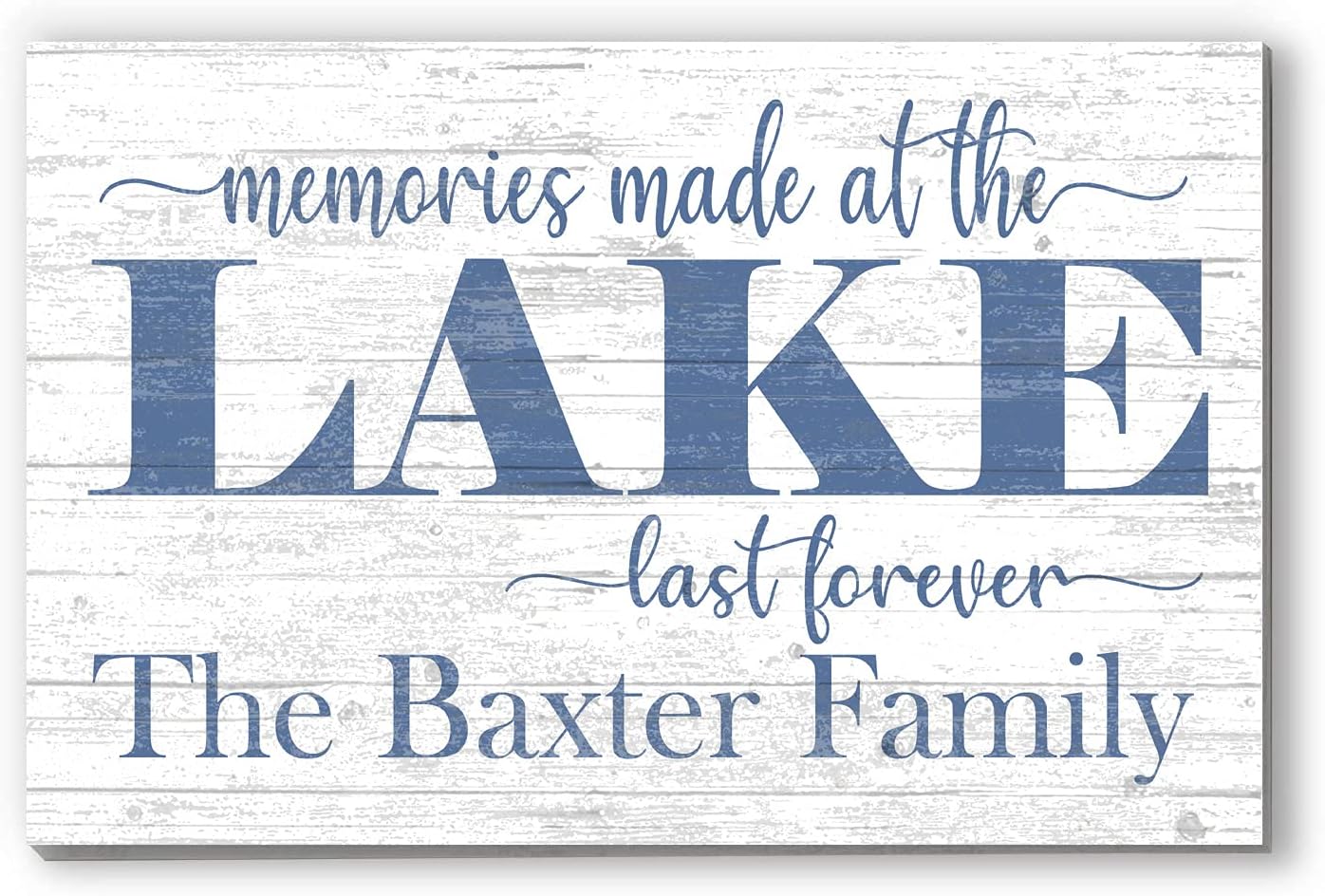 Lake House Sign Personalized with Family Name or House Name – “Memories Made at the Lake Last Forever” Wall Art – Cabin or Vacation Home Decor – Made in USA – 16.5" x 10.5"
