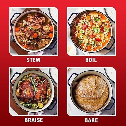 Miniatura 7 de T-fal Cacerola esmaltada de hierro fundido de 3.5 cuartos de galón, apta para horno de inducción, ollas y sartenes de 500 F, utensilios de cocina,