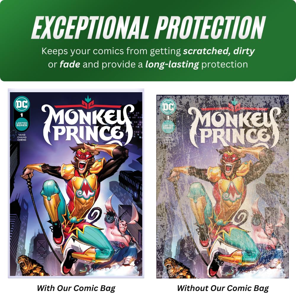 Resealable Current Comic Book Bags | Clear Comic Book Sleeves with Thick Material for Comic Book Protection | PVC-Free & Acid-Free (100 Pack)