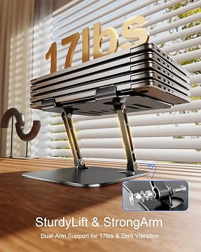 Adjustable Laptop Stand, Aluminum Portable Laptop Riser for Desk Foldable, Ergonomic Computer Notebook Stand Holder for MacBook Air Pro, Dell XPS, HP and All 1017 Inch Laptops, Black