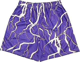 Mens Graphic Print Shorts Cool Mesh Basketball Shorts Casual Flat Front Shorts Summer Drawstring
