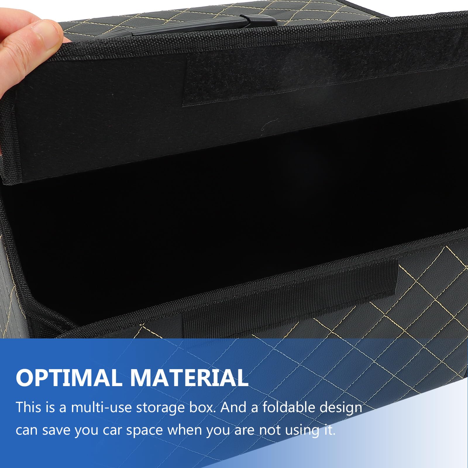 Organizzatore per Bagagliaio Auto Pieghevole in Materiale Sintetico Nero, Scatola Porta Oggetti Coperchio per Auto