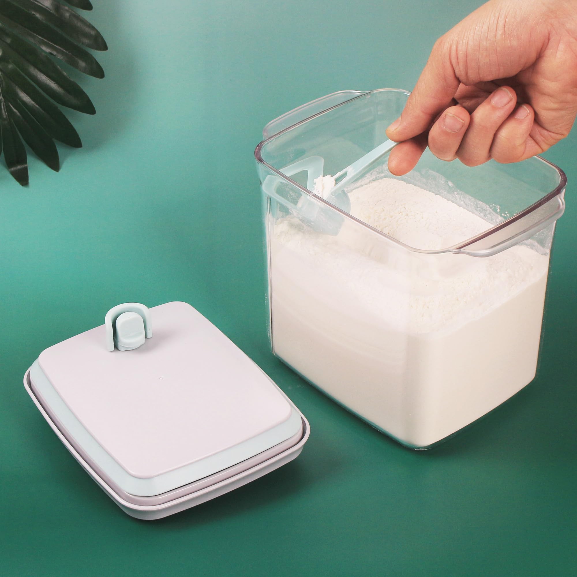 Dispensador de Leche en Polvo de 1700ml Caja de Leche en Polvo Sellada Portátil Con Cuchara Caja Almacenamiento Leche en Polvo Para Almacenar Leche en Polvo,Confitería,Cereales