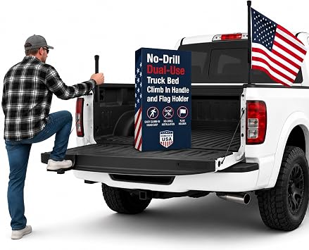 Hatchlift - Truck Bed Grab Handle & Flag Holder Post Dual Use No Drill