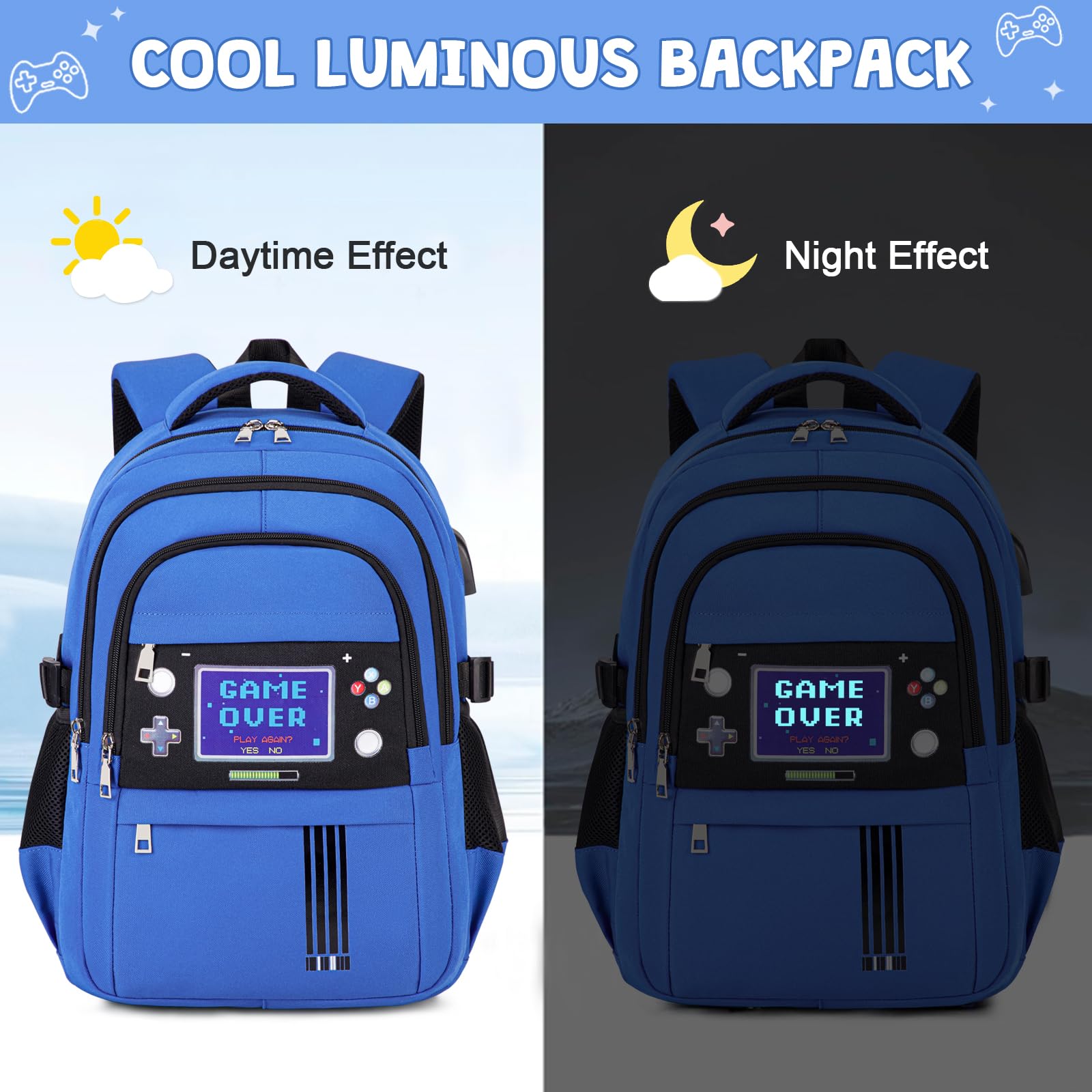 ACESAK Zaino per bambini - Zaino per bambini scuola materna elementare, Blu, Large, Zaino