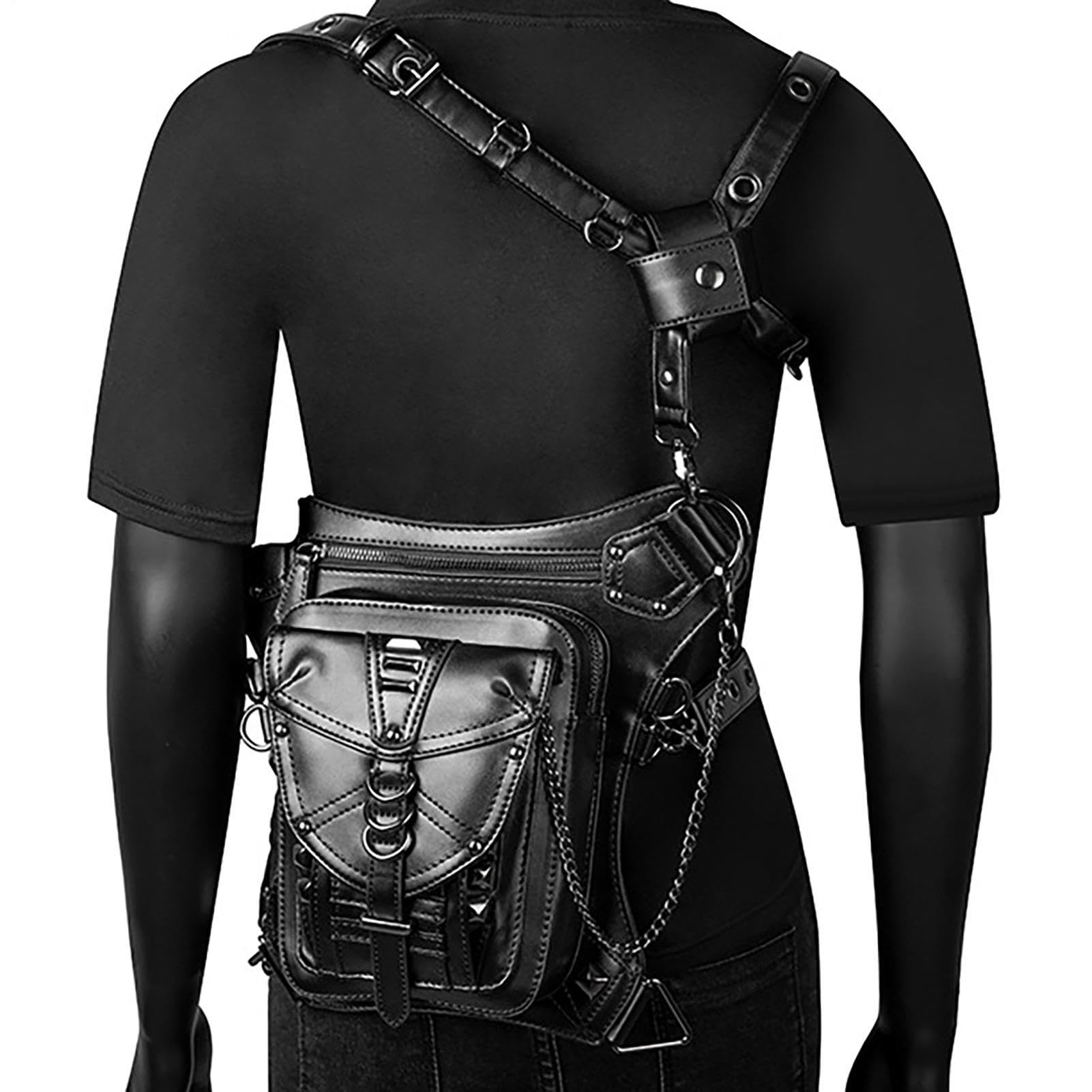 Pochette per cintura rinascimentale - Pochette per cintura rinascimentale | Medievale | Vita gamba caduta in pelle PU Steampunk cinturino regolabile retrò Punk Organizer impermeabile | Escursioni
