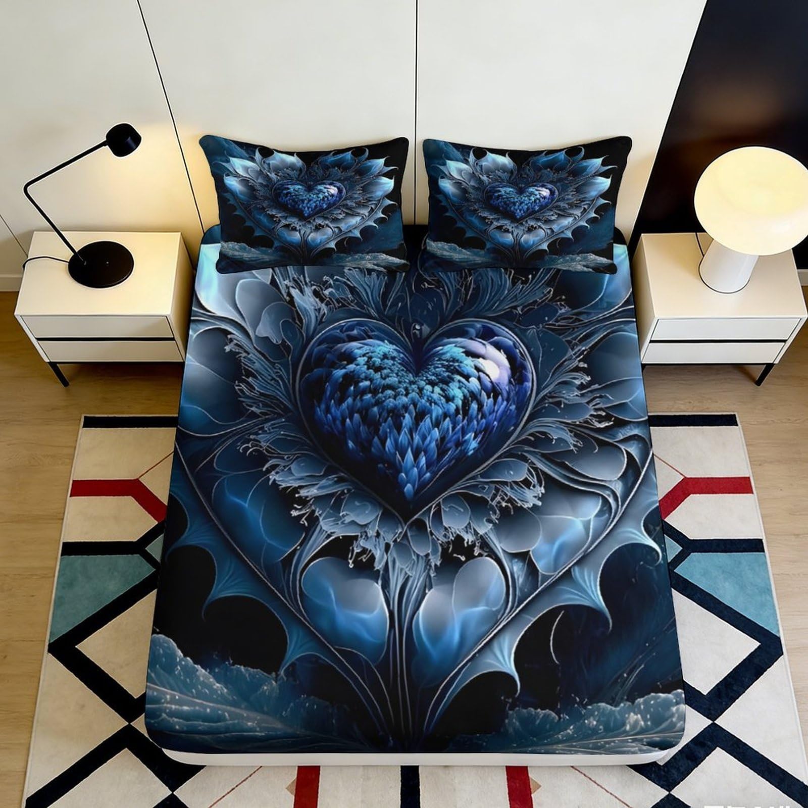3D Printed Poker Pattern Fitted Sheet Microfiber Deep Pocket Non-Slip Bedroom Bedding Adult Poker Mattress Fitted Cover 160x200x25cm