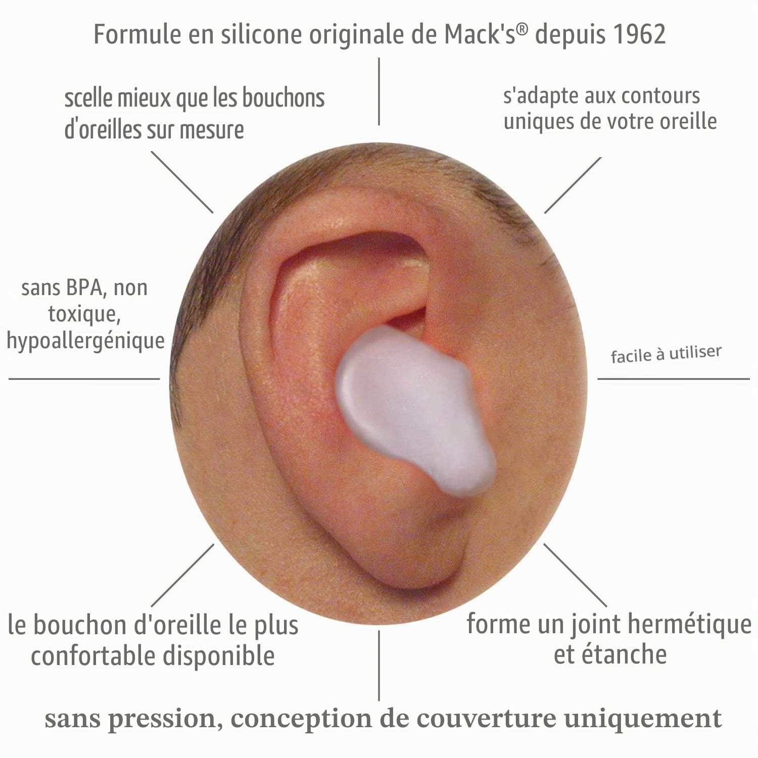 Mack's Lot de 18 paires de bouchons d'oreille en silicone souple pour dormir, ronflement, natation, voyage, concerts et études